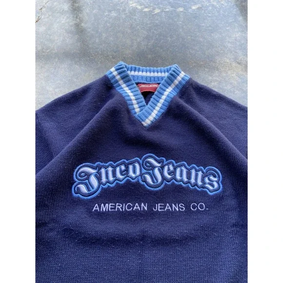Vintage '01 Y2K Jnco Jeans Acrylic Knit Cricket Sweater Men's XL Skate Baggy 90s
